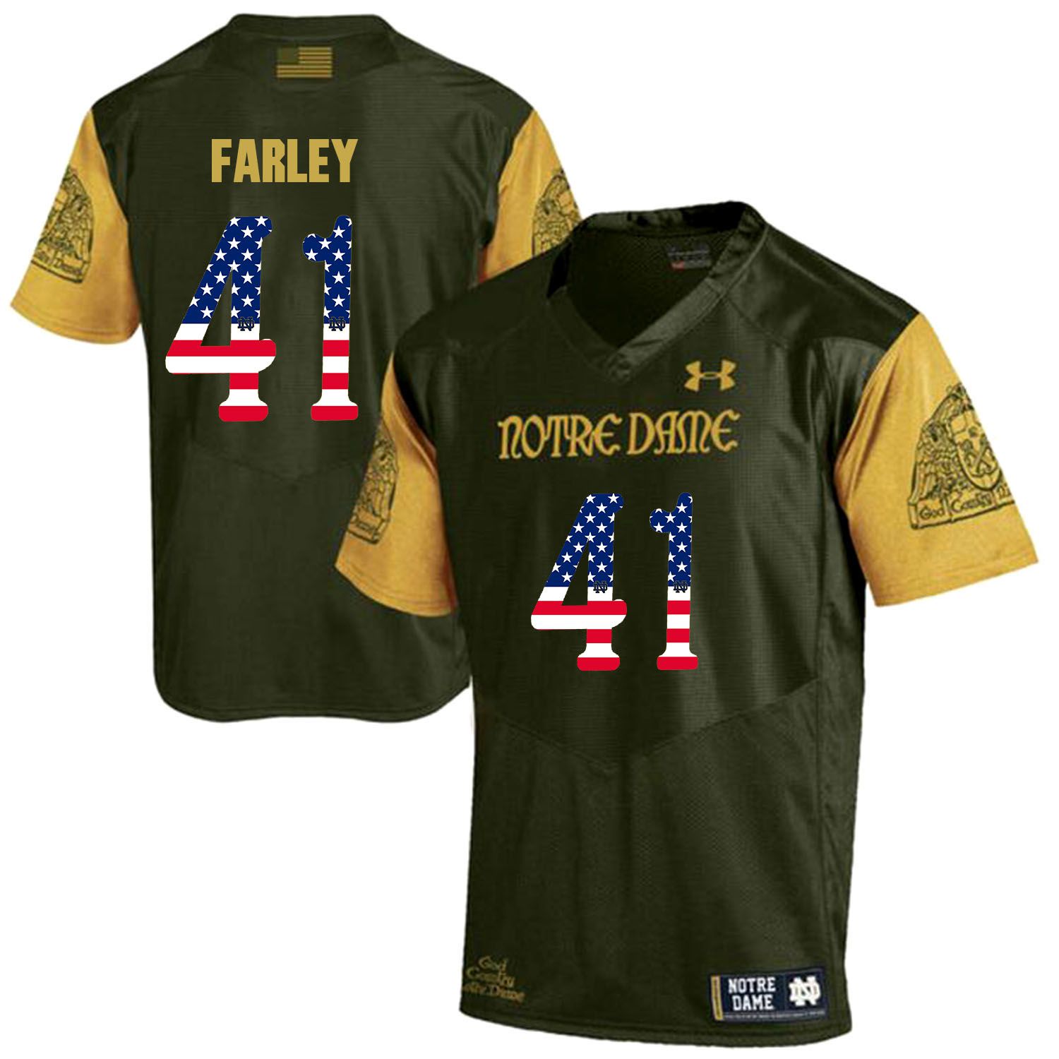 Men Norte Dame Fighting Irish #41 Farley Green Flag Customized NCAA Jerseys->customized ncaa jersey->Custom Jersey